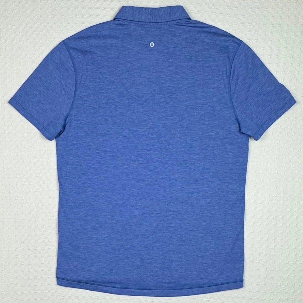 Lululemon Polo Shirt Golf Athleisure Men XL Blue Heather Athletic Stretch Casual